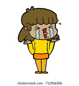 cartoon woman in tears