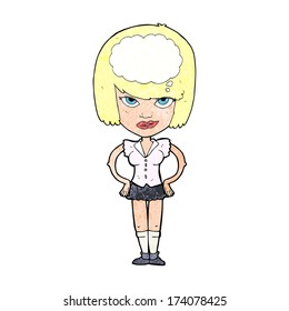 cartoon woman thinking