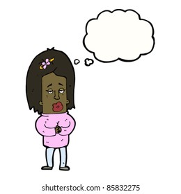 cartoon woman thinking
