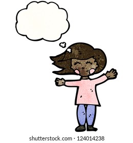 cartoon woman with thought bubble