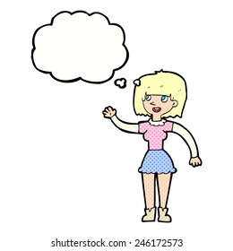 cartoon woman with thought bubble