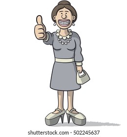 cartoon woman with thumb up