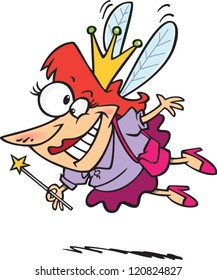 cartoon woman toothfairy with a crown and wand