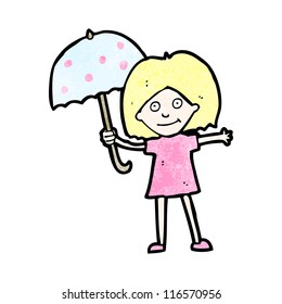 cartoon woman with umbrella