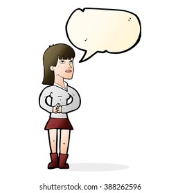cartoon woman waiting with speech bubble