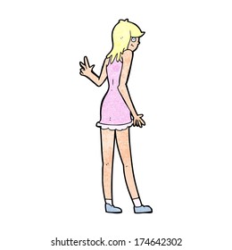 cartoon woman waving