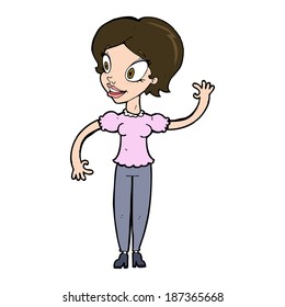 cartoon woman waving