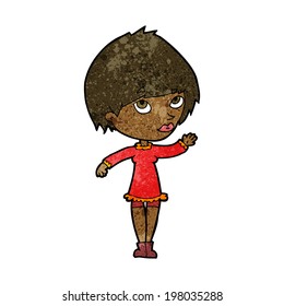 cartoon woman waving