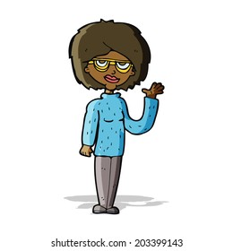 cartoon woman waving