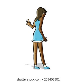 cartoon woman waving