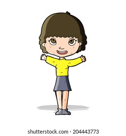 cartoon woman waving