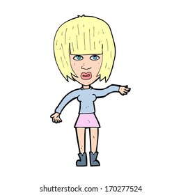 cartoon woman waving away