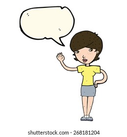 mulher de desenho animado acenando com balão