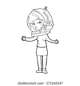 cartoon woman wearing astronaut helmet