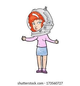 cartoon woman wearing astronaut helmet