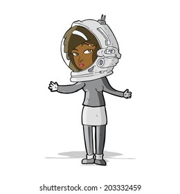 cartoon woman wearing astronaut helmet