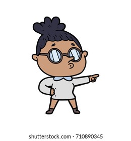 cartoon woman wearing glasses