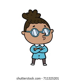 cartoon woman wearing glasses