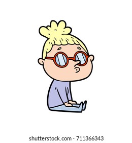 cartoon woman wearing glasses