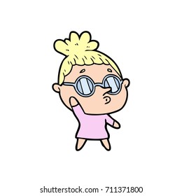 cartoon woman wearing glasses