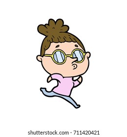 cartoon woman wearing glasses