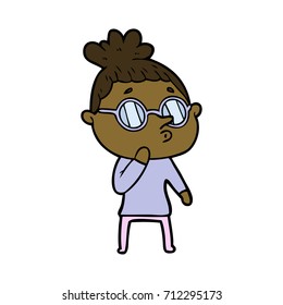 cartoon woman wearing glasses