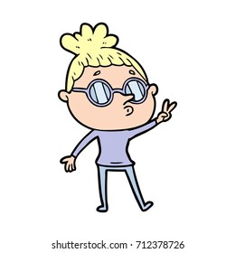 cartoon woman wearing glasses
