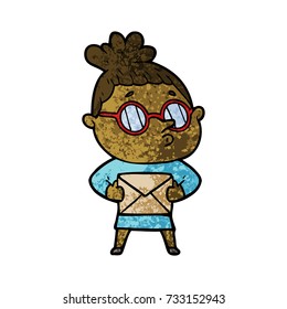 cartoon woman wearing glasses