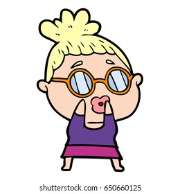 cartoon woman wearing spectacles
