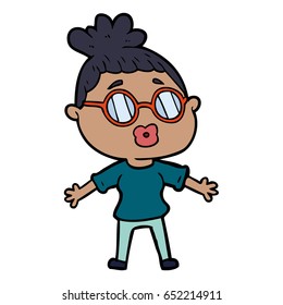 cartoon woman wearing spectacles