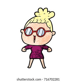 cartoon woman wearing spectacles