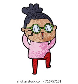 cartoon woman wearing spectacles