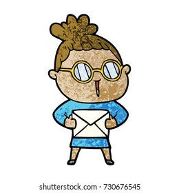 cartoon woman wearing spectacles