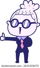 mulher de desenho animado usando óculos na cor neon brilhante