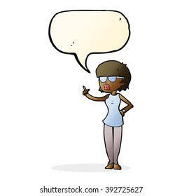 cartoon woman wearing spectacles with speech bubble