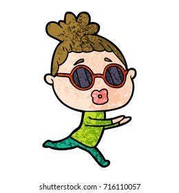 cartoon woman wearing sunglasses