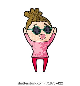 cartoon woman wearing sunglasses