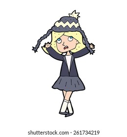 cartoon woman wearing winter hat