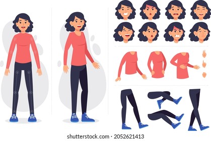 Cartoon Women Character Motion Design Set