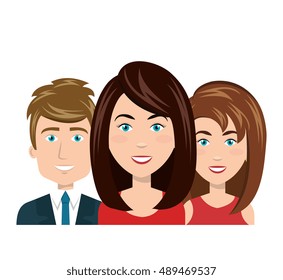 cartoon women and man elegant smiling human resources