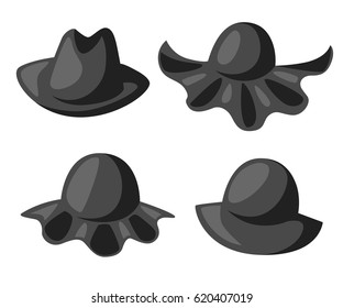 Cartoon women summer hat Flat design style vector illustration