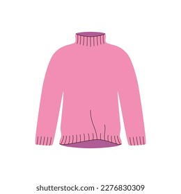 Cartoon women sweater. Stylish female clothes, classic winter autumn fashion apparel. Vector flat illustration