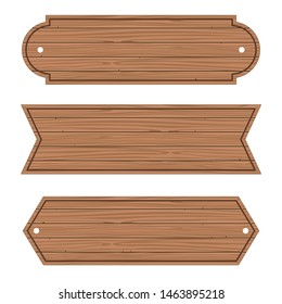 Cartoon Wood Banners Wooden planks set. Vector