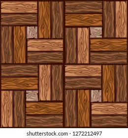 Cartoon wood floor tiles pattern. Seamless texture wooden parquet board. Vector illustration for user interface of the game element. Color 2