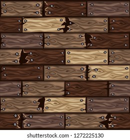 Cartoon wood floor tiles pattern. Seamless texture wooden parquet board. Vector illustration for user interface of the game element. Color 1