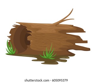 Cartoon wood log Flat design style vector illustration