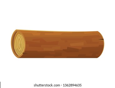 Cartoon Wood Log Isolated On White Background Vector