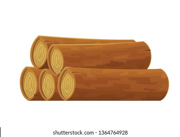 Cartoon wood log isolated on white background vector