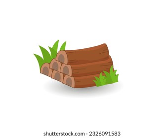 Cartoon Wood Logs Illustration Vector Wooden Bonfire, Vector Logs Lumber Wood Logs And Tree Trunks Illustration Template, Logs Clip Art Design, And Trunks With White Background