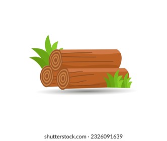 Cartoon Wood Logs Illustration Vector. Wooden For Camping Bonfires With Trunks And Planks. Wooden Bonfire, Logs Lumber Wood Logs And Tree Trunks, Logs Clip Art Design, And Trunks With White Background